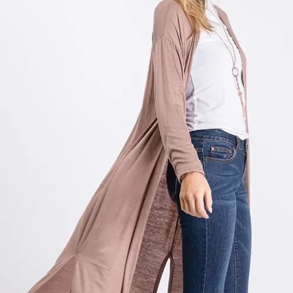 Solid duster with an open front and long sleeves Cardigans - Picture 3 of 5